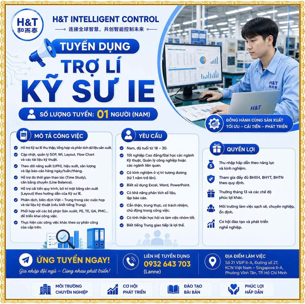 Tuyển dụng Việc làm tại KCN Đồng An Bình Dương lương cao cập nhật mới ngày 20 tháng 08 năm 2026