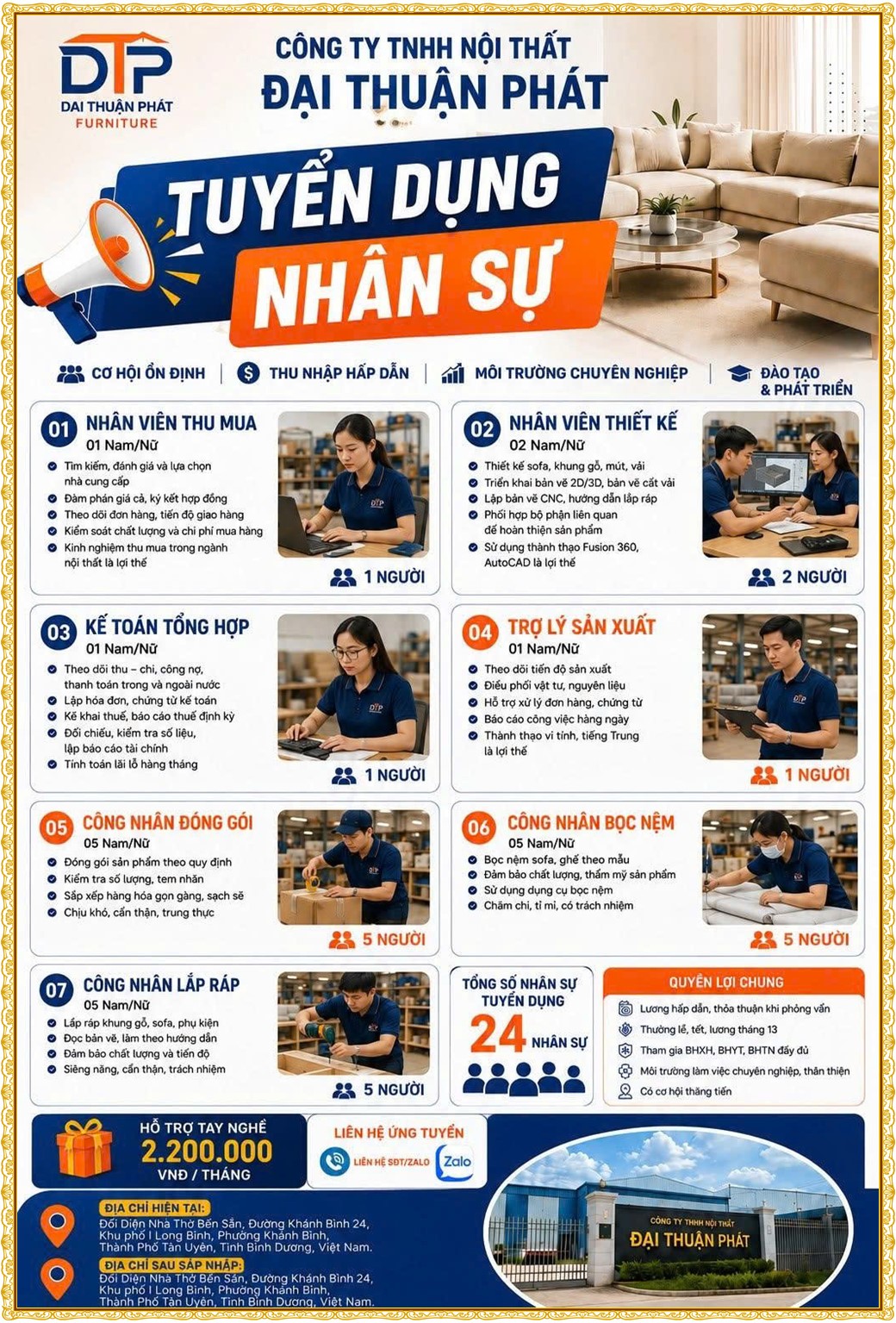 Tuyển dụng Việc làm tại KCN Nam Tân Uyên Bình Dương lương cao cập nhật mới ngày 20 tháng 08 năm 2026