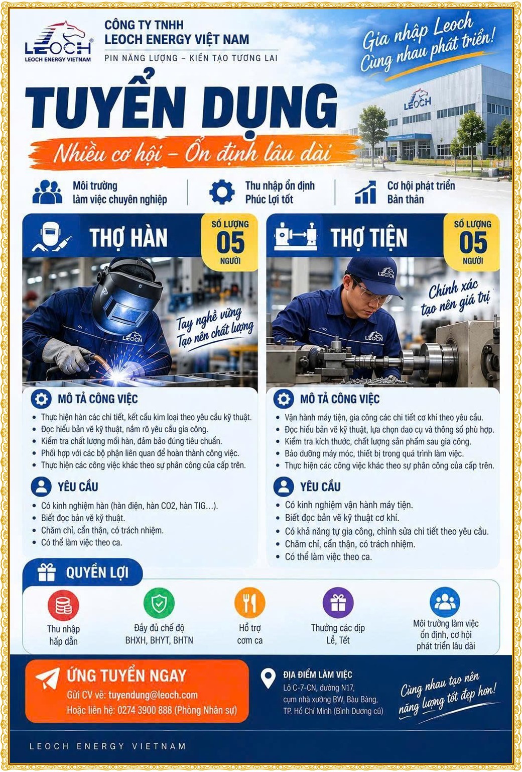 Tuyển dụng Việc làm tại KCN Đồng An Bình Dương lương cao cập nhật mới ngày 20 tháng 10 năm 2026