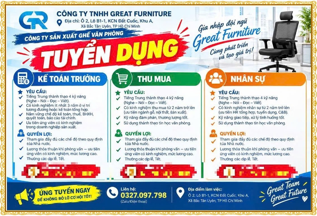 Tuyển dụng Việc làm tại KCN Việt Hương Bình Dương lương cao cập nhật mới ngày 20 tháng 10 năm 2026