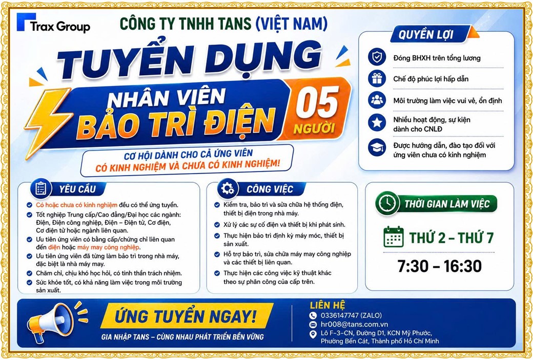 Tuyển dụng Việc làm tại KCN An Tây (Protrade) Bình Dương lương cao cập nhật mới ngày 21 tháng 08 năm 2026