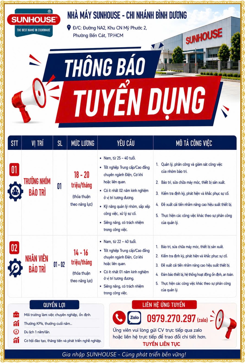 Tuyển dụng Việc làm tại KCN Việt Nam Singapore VSIP II Bình Dương lương cao cập nhật mới ngày 21 tháng 09 năm 2026
