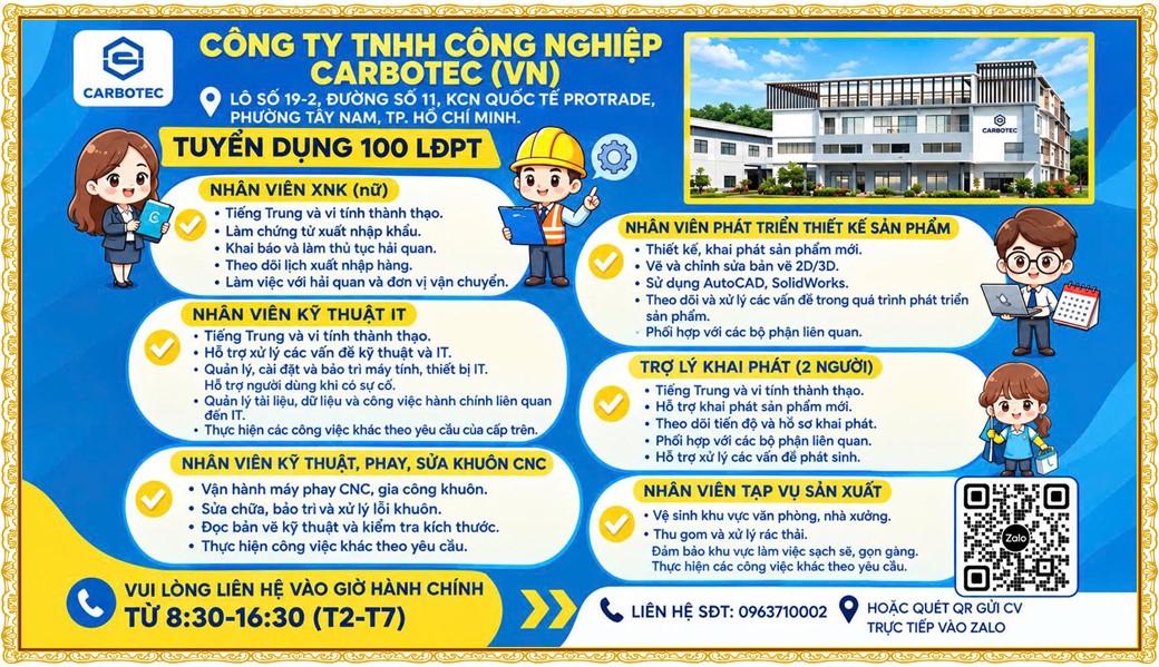 Tuyển dụng Việc làm tại KCN Việt Nam Singapore VSIP II Bình Dương lương cao cập nhật mới ngày 22 tháng 09 năm 2026