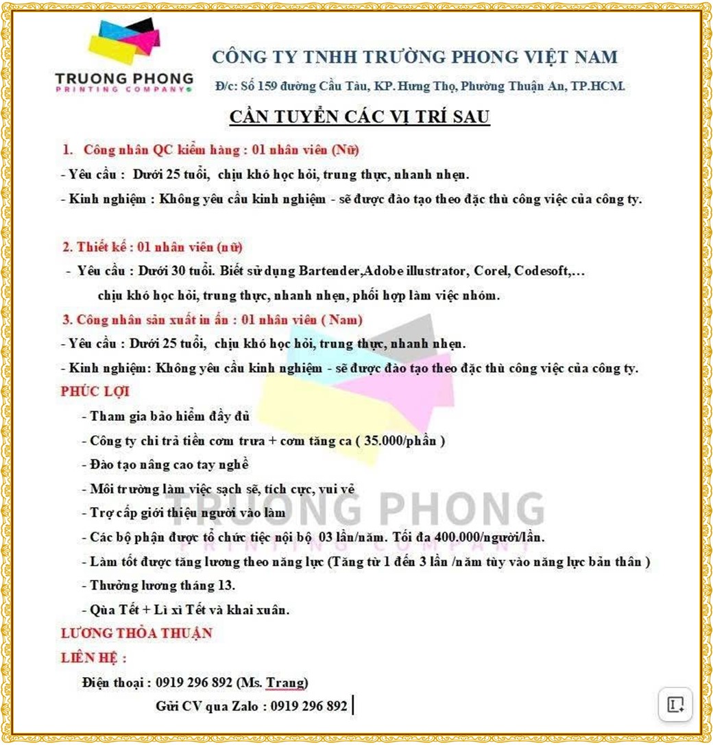 Tuyển dụng Việc làm tại KCN Rạch Bắp Bình Dương lương cao cập nhật mới ngày 22 tháng 09 năm 2026