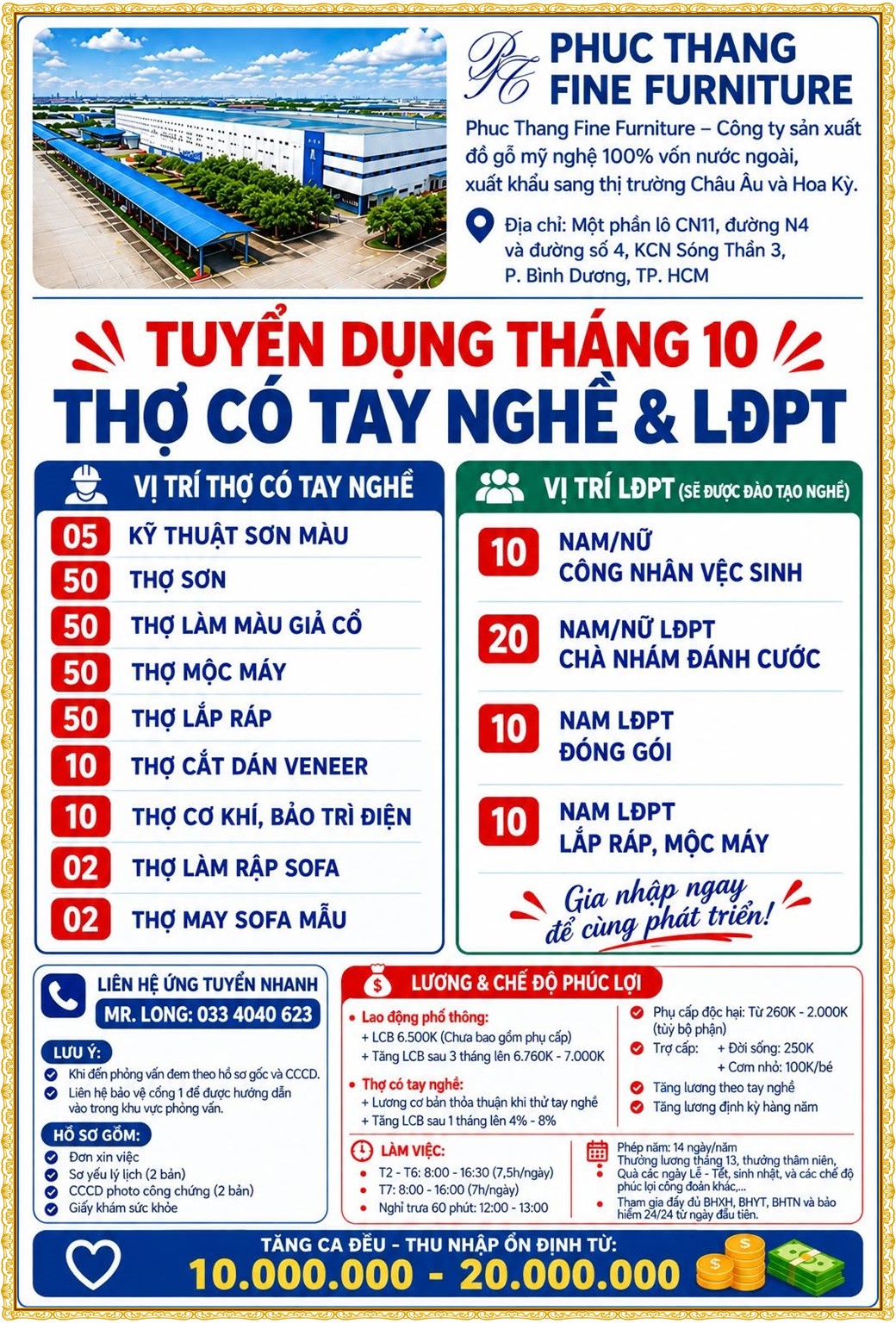 Tuyển dụng Việc làm tại KCN Việt Nam Singapore VSIP II Bình Dương lương cao cập nhật mới ngày 22 tháng 10 năm 2026