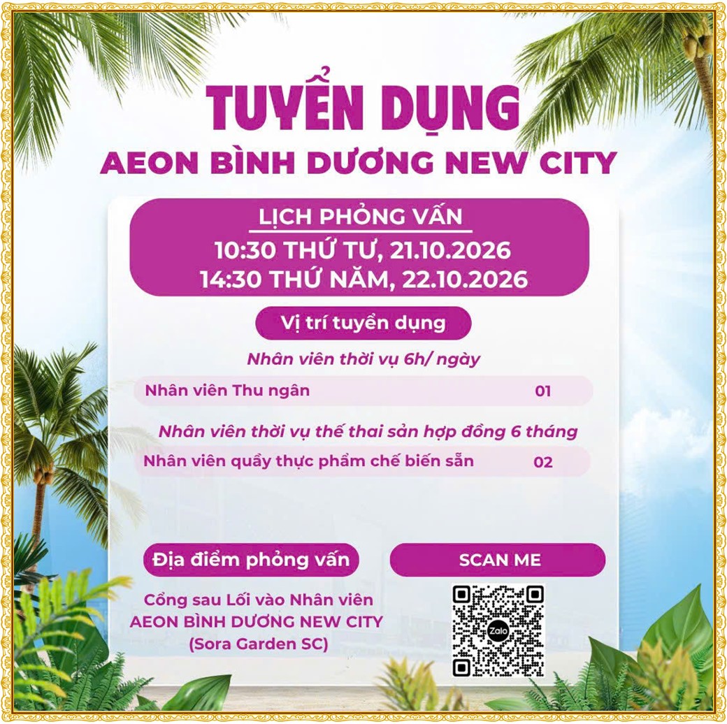 Tuyển dụng Việc làm tại KCN Bàu Bàng Bình Dương lương cao cập nhật mới ngày 23 tháng 10 năm 2026