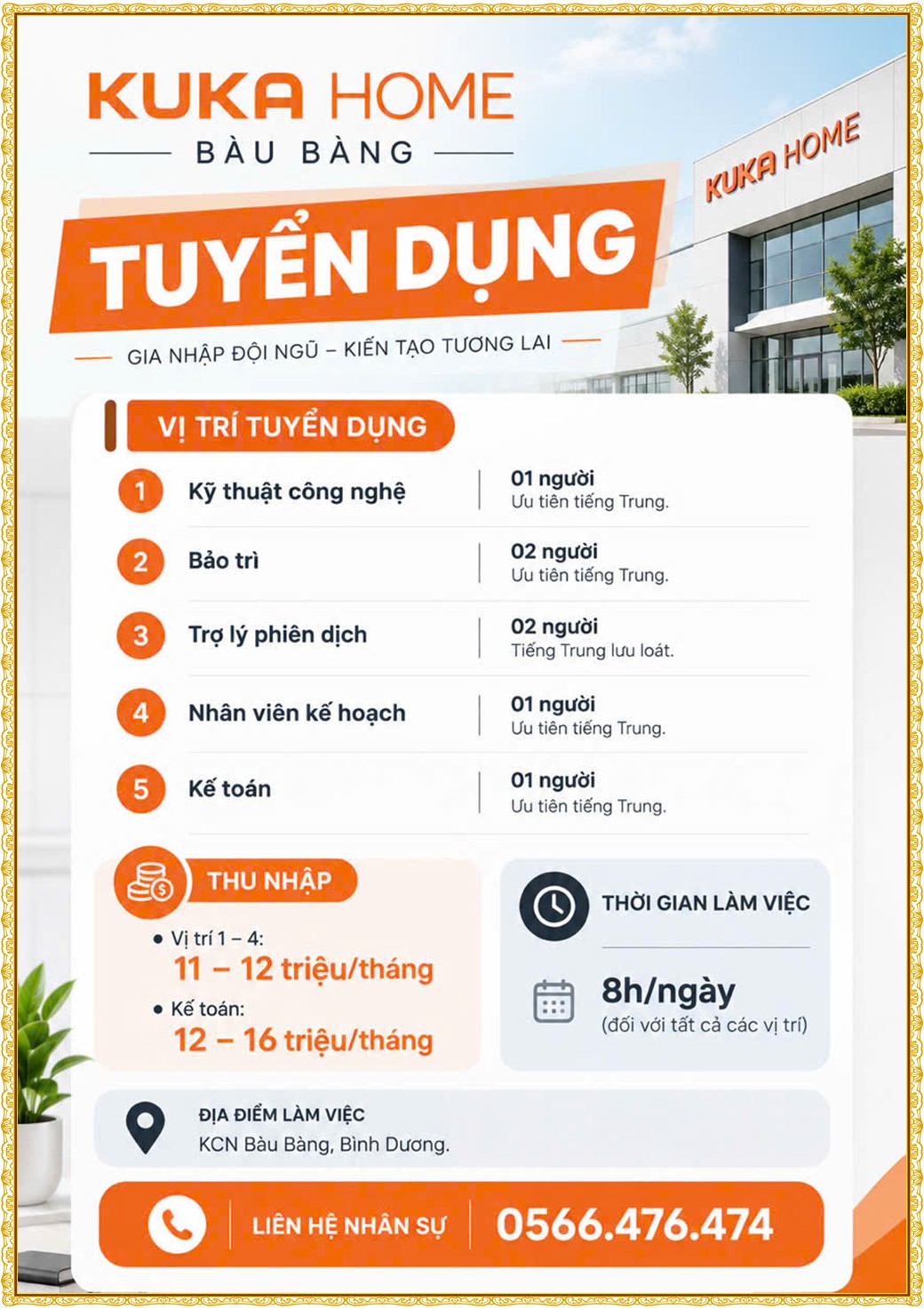 Tuyển dụng Việc làm tại KCN Sóng Thần Bình Dương lương cao cập nhật mới ngày 23 tháng 10 năm 2026