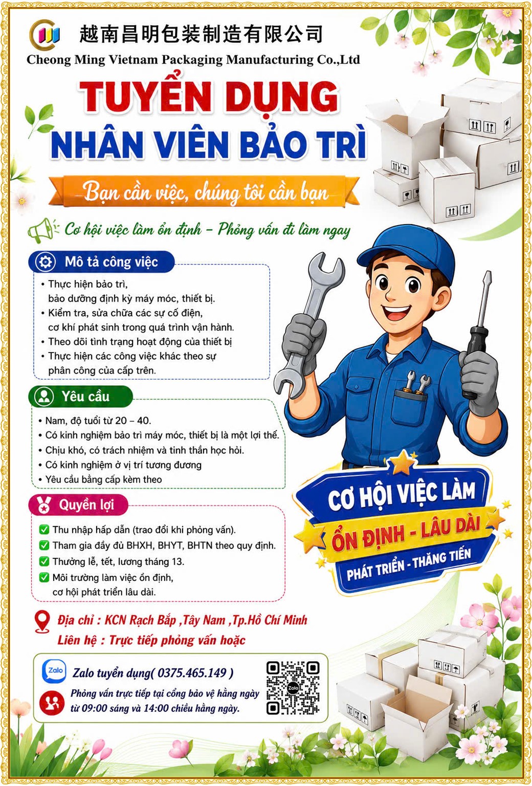 Tuyển dụng Việc làm tại KCN Việt Nam Singapore VSIP II Bình Dương lương cao cập nhật mới ngày 24 tháng 08 năm 2026