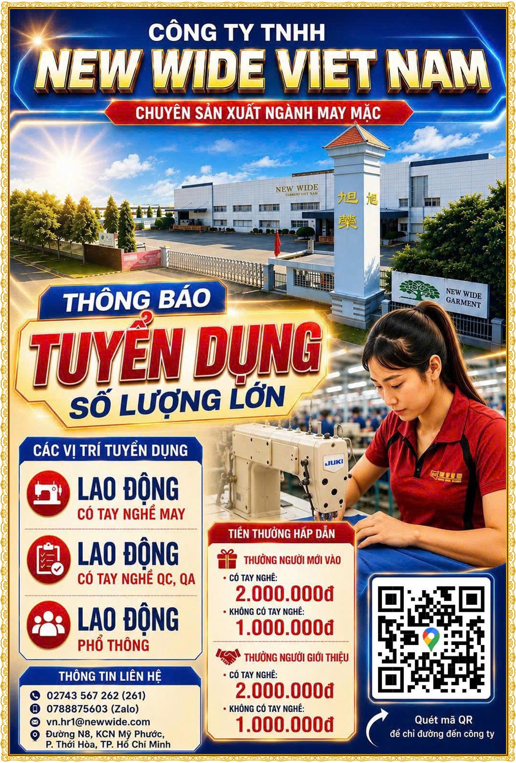 Tuyển dụng Việc làm tại KCN Nam Tân Uyên Bình Dương lương cao cập nhật mới ngày 25 tháng 08 năm 2026