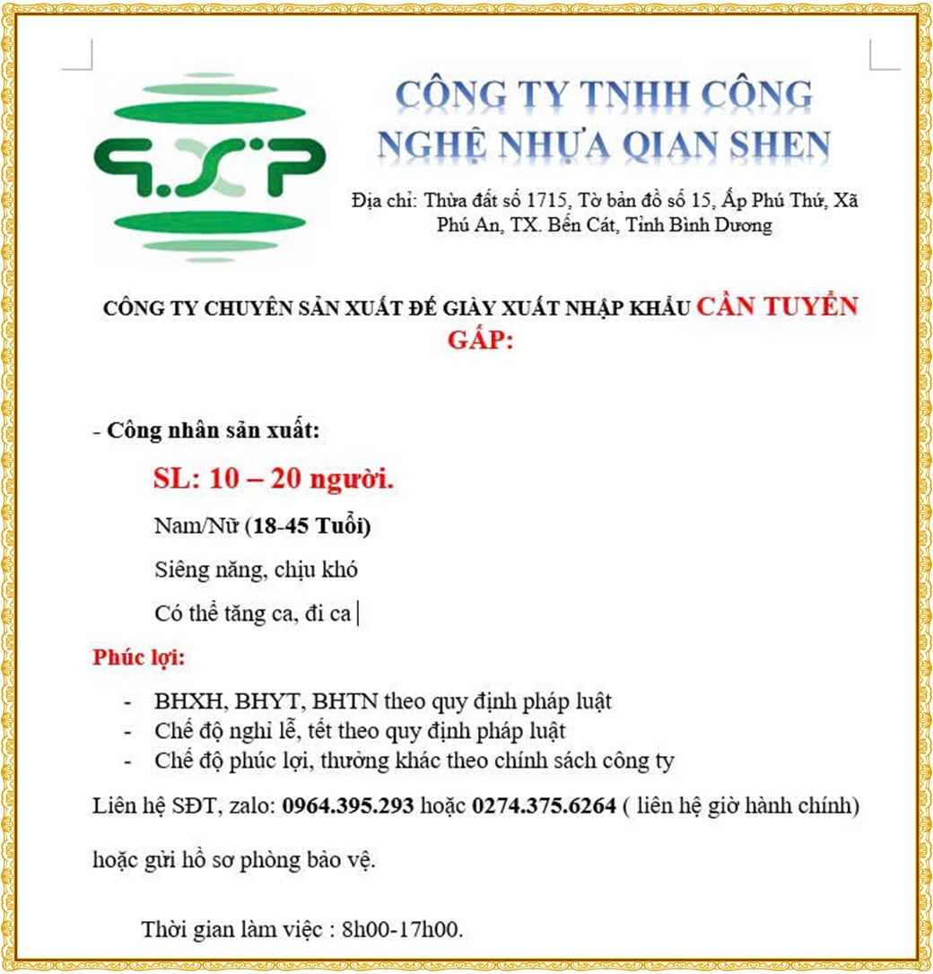 Tuyển dụng Việc làm tại KCN Rạch Bắp Bình Dương lương cao cập nhật mới ngày 25 tháng 08 năm 2026