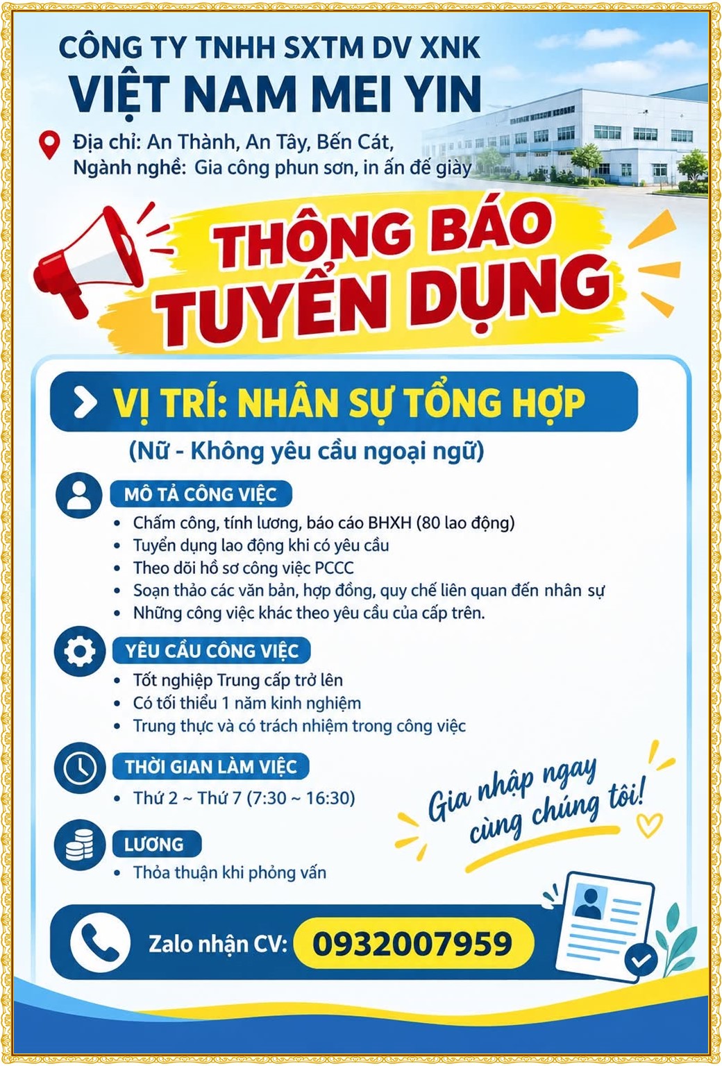 Tuyển dụng Việc làm tại KCN Mỹ Phước Bình Dương lương cao cập nhật mới ngày 25 tháng 09 năm 2026