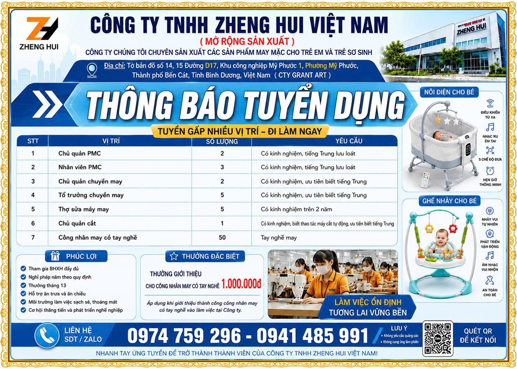 Tuyển dụng Việc làm tại KCN Mỹ Phước Bình Dương lương cao cập nhật mới ngày 26 tháng 08 năm 2026