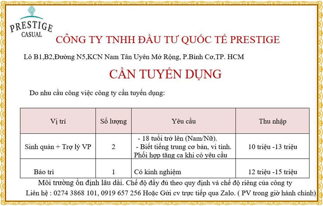 Tuyển dụng Việc làm tại KCN Sóng Thần Bình Dương lương cao cập nhật mới ngày 26 tháng 08 năm 2026