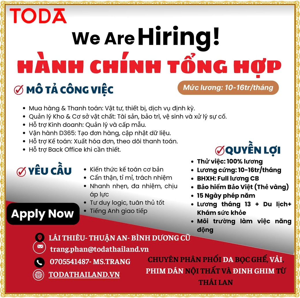 Tuyển dụng Việc làm tại KCN Mỹ Phước Bình Dương lương cao cập nhật mới ngày 28 tháng 08 năm 2026