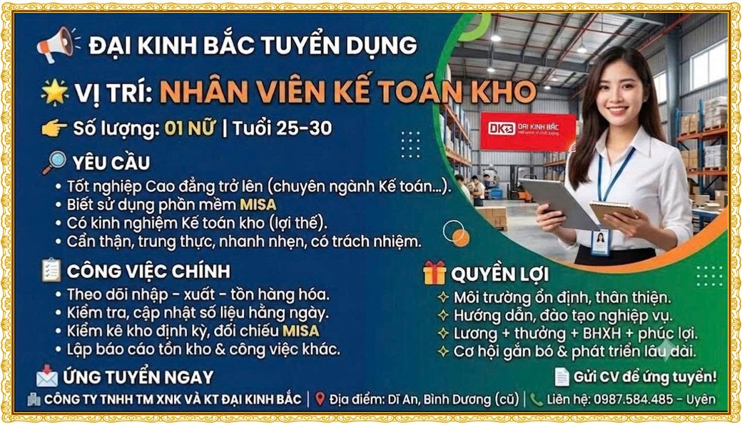 Tuyển dụng Việc làm tại KCN Bàu Bàng Bình Dương lương cao cập nhật mới ngày 28 tháng 08 năm 2026
