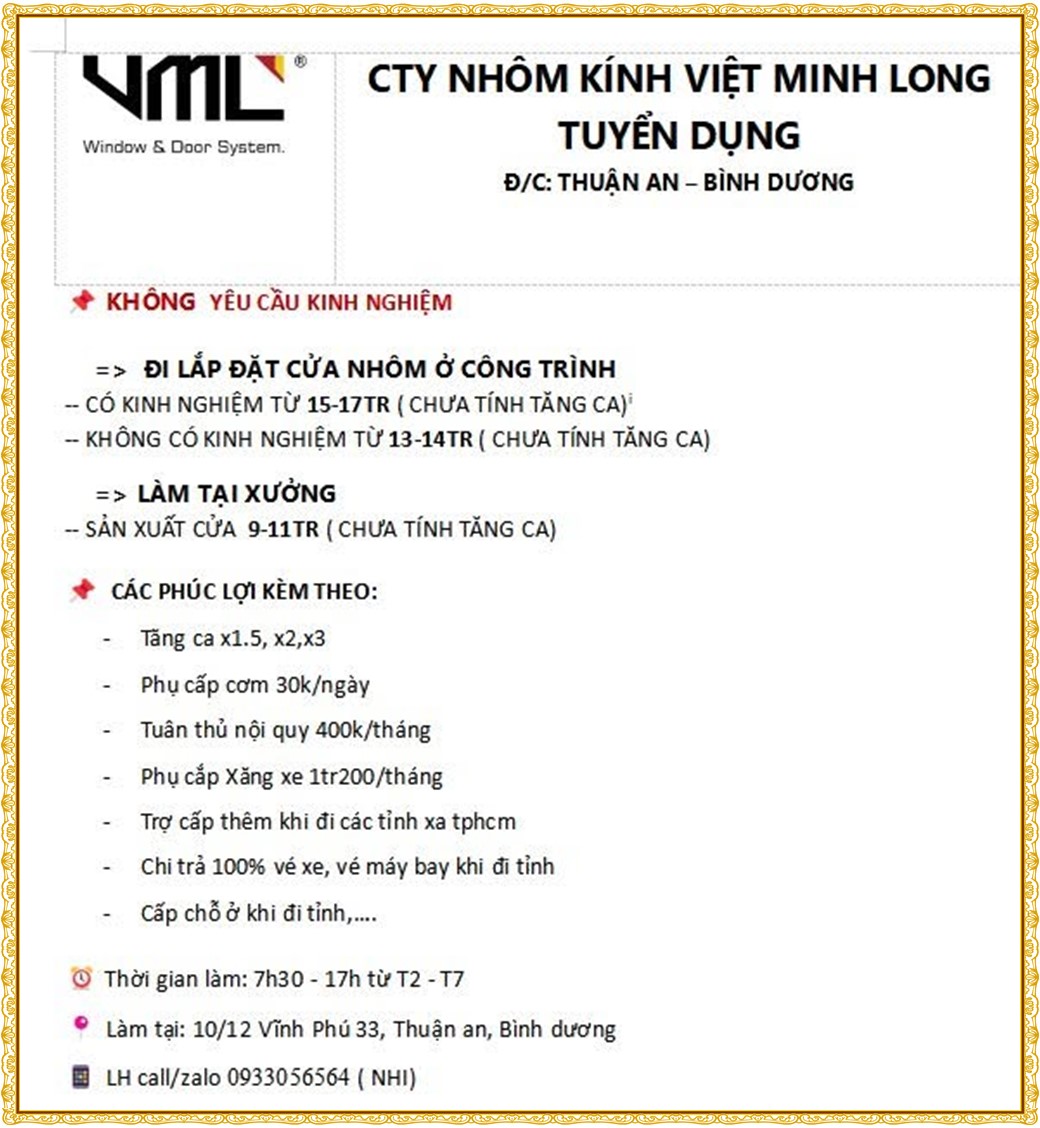 Tuyển dụng Việc làm tại KCN Mỹ Phước Bình Dương lương cao cập nhật mới ngày 28 tháng 09 năm 2026