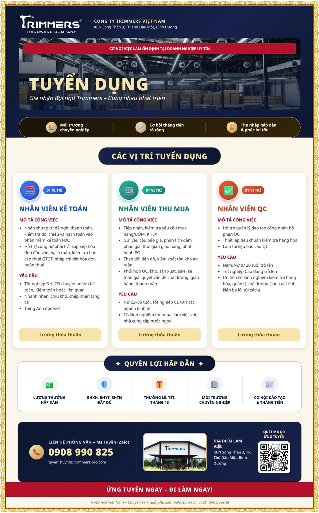 Tuyển dụng Việc làm tại KCN Sóng Thần Bình Dương lương cao cập nhật mới ngày 28 tháng 10 năm 2026