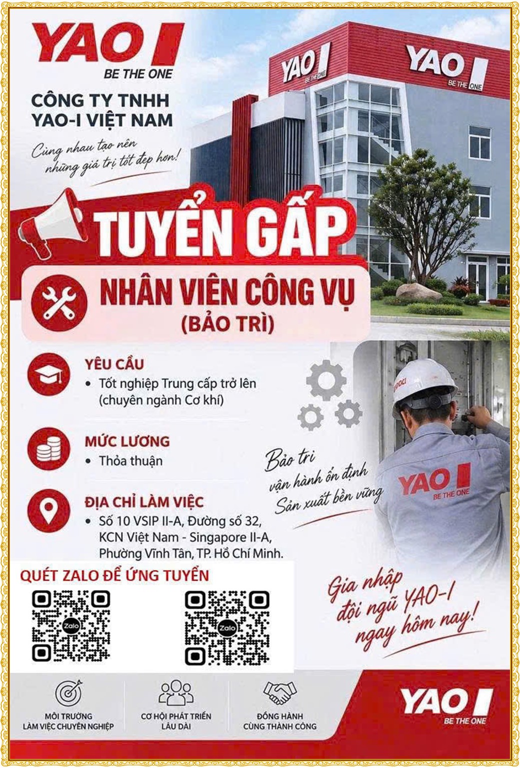 Tuyển dụng Việc làm tại KCN Nam Tân Uyên Bình Dương lương cao cập nhật mới ngày 29 tháng 10 năm 2026