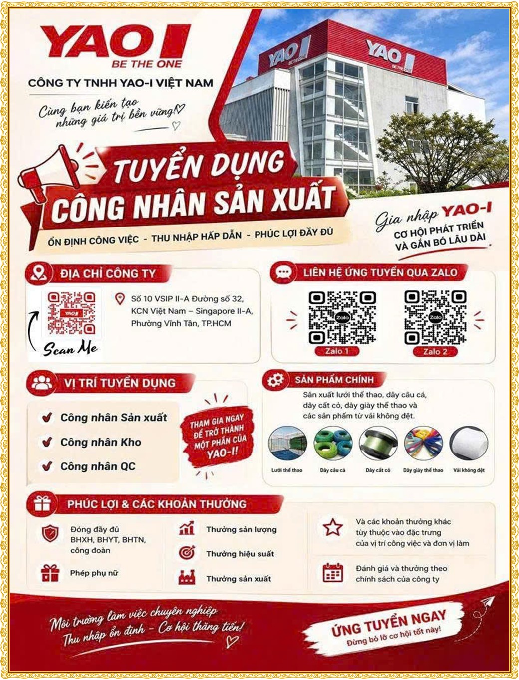 Tuyển dụng Việc làm tại KCN Sóng Thần Bình Dương lương cao cập nhật mới ngày 29 tháng 10 năm 2026