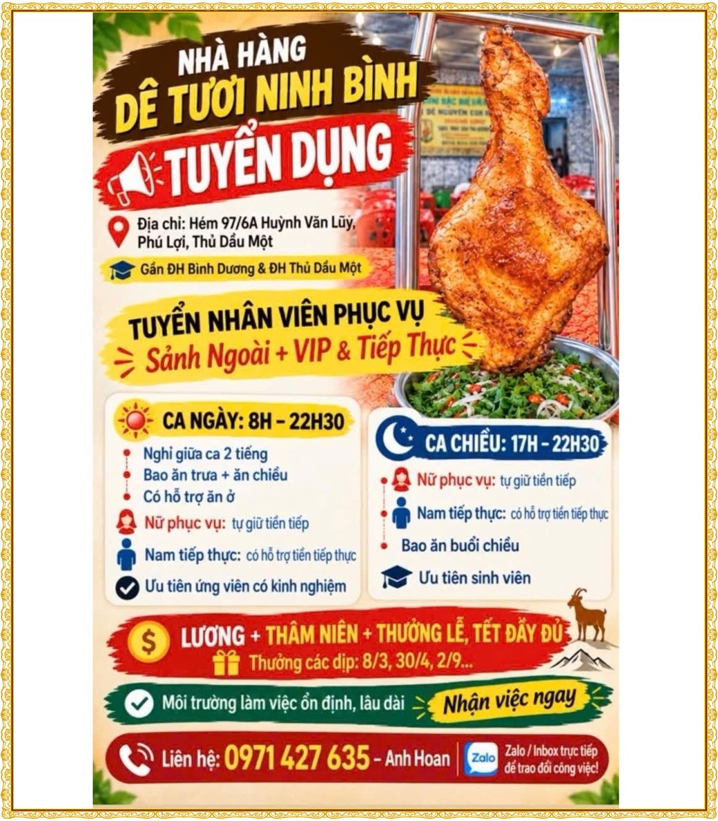 Tuyển dụng Việc làm tại KCN Sóng Thần Bình Dương lương cao cập nhật mới ngày 30 tháng 09 năm 2026