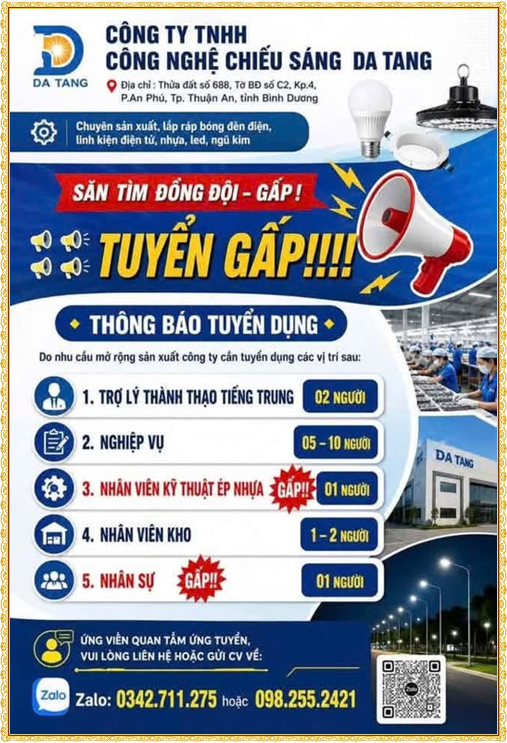 Tuyển dụng Việc làm tại KCN Rạch Bắp Bình Dương lương cao cập nhật mới ngày 30 tháng 09 năm 2026